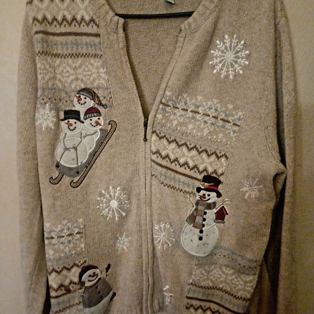 Croft and Barrow Snowmen Sweater Size 1X